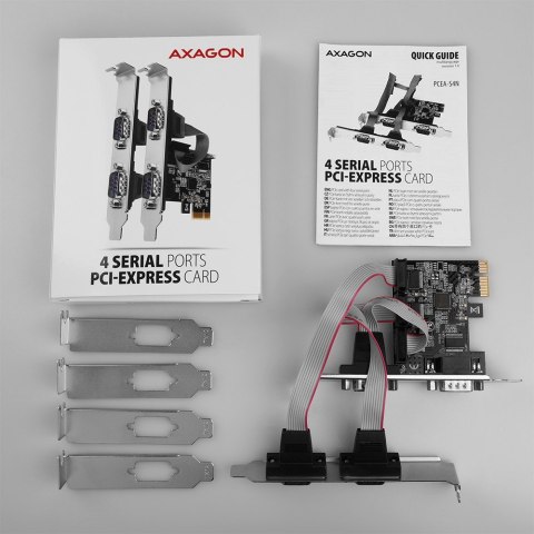 Karta sieciowa AXAGON PCEA-S4N PCIe z 4 portami szeregowymi - chipset ASIX AX99100