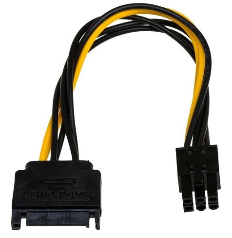 Kabel zasilający AKYGA SATA (wtyk) - PCI-E 6-pin (gniazdo) 0.15m. AK-CA-30