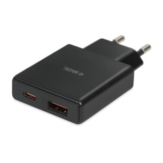 Ładowarka sieciowa iBOX C-43 Slim USB A+C 30W kabel USB-C do USB-C czarna