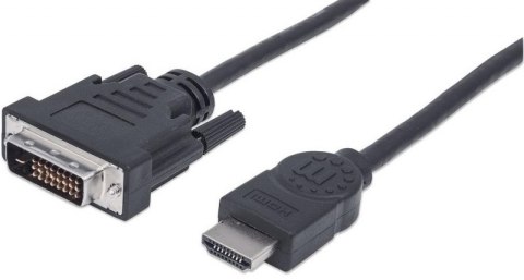 MANHATTAN HDMI (męski) - DVI-D 24+1 (męski) 1.8 m 1.8m /s1x HDMI (wtyk) DVI-D 24+1 (wtyk)