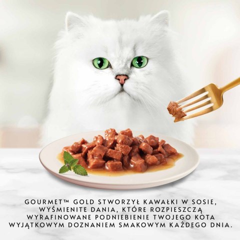 GOURMET GOLD Wołowina z kurczakiem mix kawałków na parze i w sosie 85g