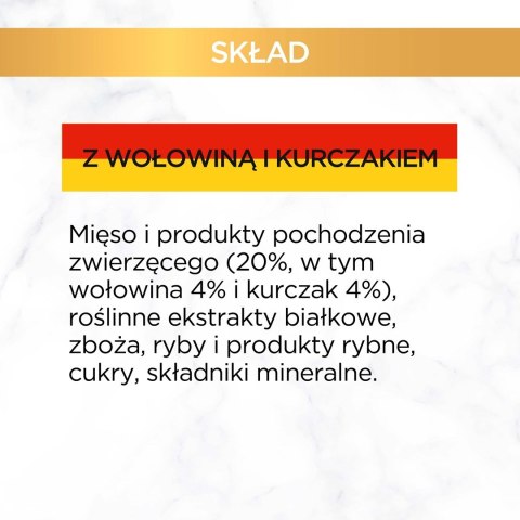 GOURMET GOLD Wołowina z kurczakiem mix kawałków na parze i w sosie 85g