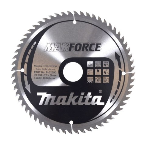 MAKITA PIŁA TARCZOWA 190x30x60z MAKFORCE DREWNO