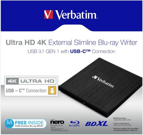 VERBATIM NAPĘD ZEWNĘTRZNY BLU-RAY X6 ULTRA HD 4K USB-C 3.1 43888