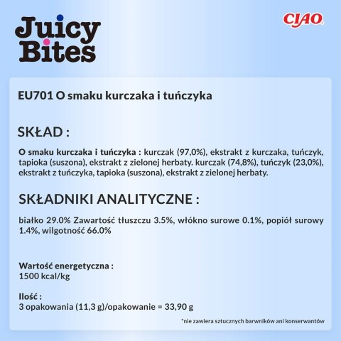 INABA CAT JUICY BITES kurczak i tunczyk - przysmak dla kota 3 x 11 g