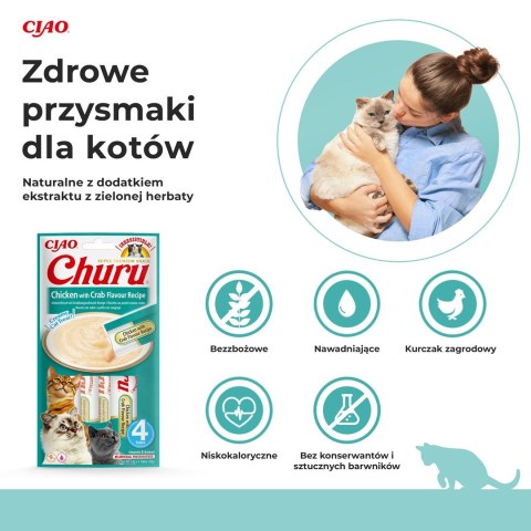 Przysmak Inaba CHURU Kurczak z krabem dla kota 4x14g