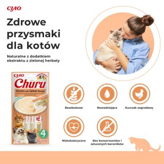 Przysmak Inaba CHURU Kurczak z łososiem dla kota 4x14g