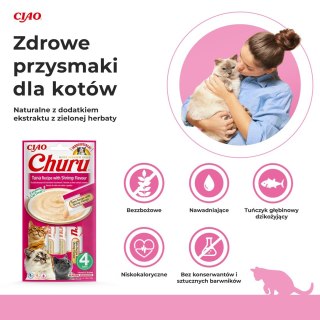 Przysmak Inaba CHURU Tuńczyk z krewetkami dla kota 4x14g