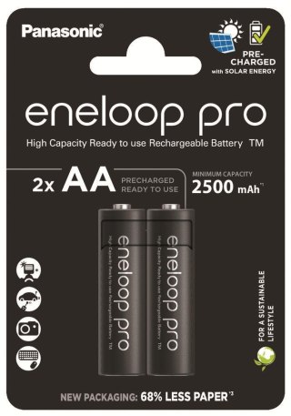 Akumulatorki R6 / AA Panasonic Eneloop PRO 2500mAh Ni-MH BK-3HCDE/2BE (blister 2 szt.)