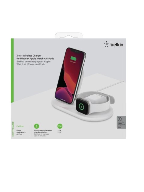 BELKIN WIRELESS CHARGER 3IN1 STAND/PAD/APPLE WATCH WHITE