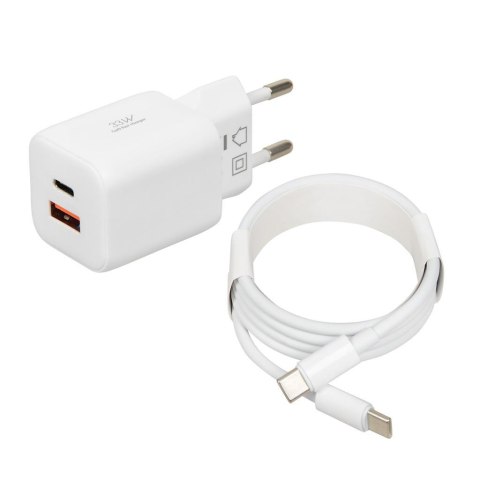 Ładowarka sieciowa iBOX C-42 USB A+C 33W kabel USB-C do USB-C biała Ładowarka sieciowa iBOX C-42 USB A+C 33W kabel USB-C do USB-C biała