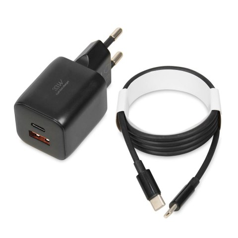 Ładowarka sieciowa iBOX C-42 USB A+C 33W kabel USB-C do USB-C czarna Ładowarka sieciowa iBOX C-42 USB A+C 33W kabel USB-C do USB-C czarna