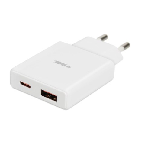 Ładowarka sieciowa iBOX C-43 Slim USB A+C 30W kabel USB-C do USB-C Biała