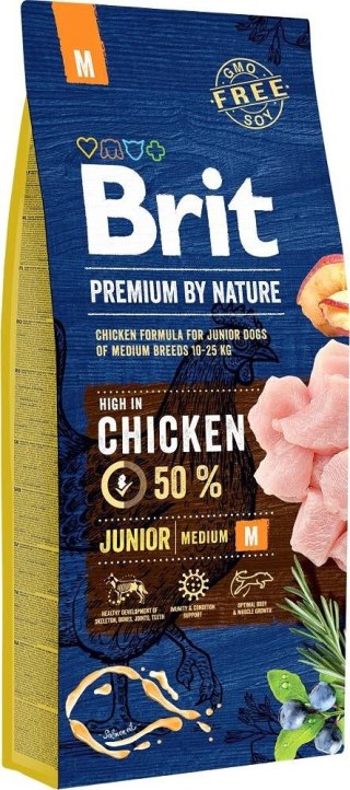 BRIT PREMIUM BY NATURE Junior M - sucha karma dla szczeniąt średnich ras - 15 kg