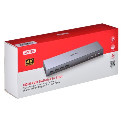 Unitek V306A Przełącznik KVM 4K HDMI 2.0 4-in 1-out +USB