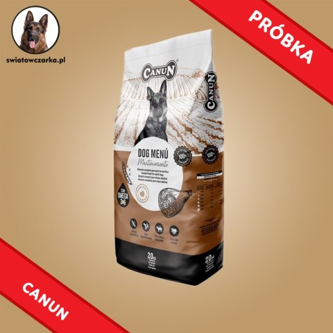 PRÓBKA Canun dog menu z wołowiną (30% mięsa) dla spokojnych psów 150g