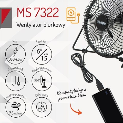 Wentylator biurkowy 15cm USB