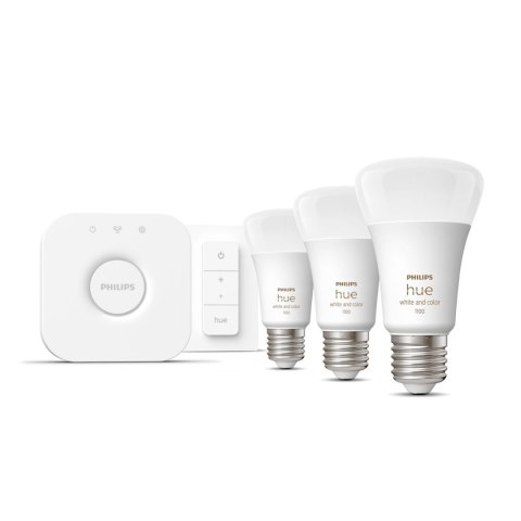 Philips Hue White and color ambiance Zestaw startowy: 3 inteligentne żarówki E27 (1100) + regulator przyciemniania Hue Dimmer sw