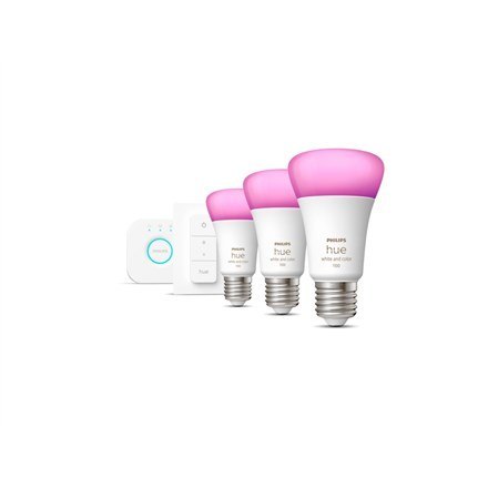 Philips Hue White and color ambiance Zestaw startowy: 3 inteligentne żarówki E27 (1100) + regulator przyciemniania Hue Dimmer sw