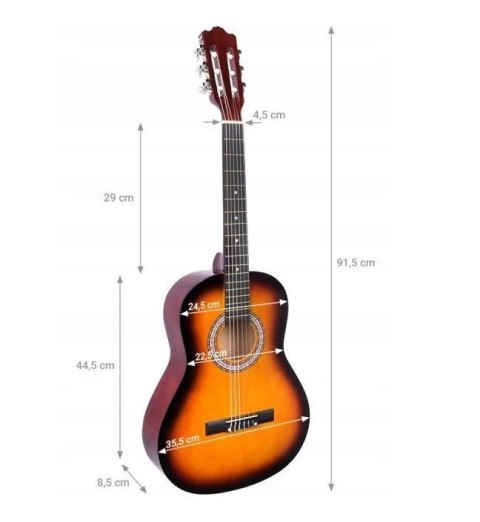 NN BD 36 - Gitara klasyczna 3/4 do nauki dla dzieci SUNBURST