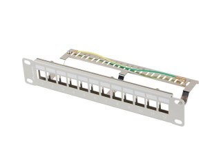 Patch panel pusty Lanberg 12 Port 1U 10" FTP z organizerem do modułów Keystone szary