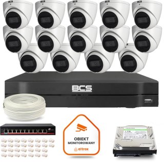 Zestaw monitoringu IP BCS Line 14x Kamera BCS-L-EIP14FSR3-AI1 Rejestrator z dyskiem 1TB