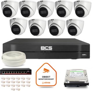 Zestaw monitoringu IP BCS Line 9x Kamera BCS-L-EIP14FSR3-AI1 Rejestrator z dyskiem 1TB