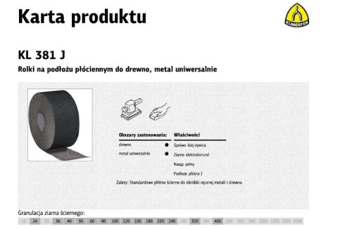 K.PŁÓTNO ROLKA 150mm 180 KL381J (50mb)