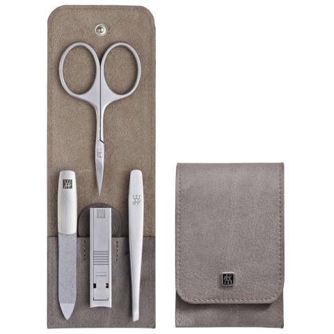 Zestaw do manicure Zwilling Twinox - taupe, skórzane etui, 4 elementy - Taupe