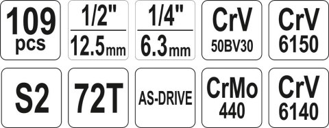 Yato YT-38891 zestaw kluczy i narzędzi- 109 sztuk