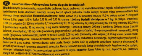 Josera JosiDog Junior Sensitive sucha dla psów 15kg