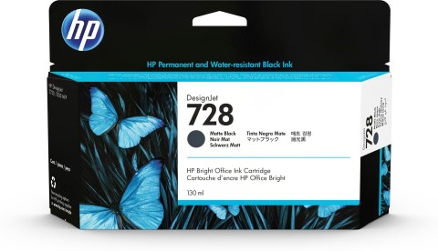 HP 728 130-ml Matte Black DesignJet Ink Cartridge nabój z tuszem 1 szt. Oryginalny Standardowa wydajność Czarny matowy