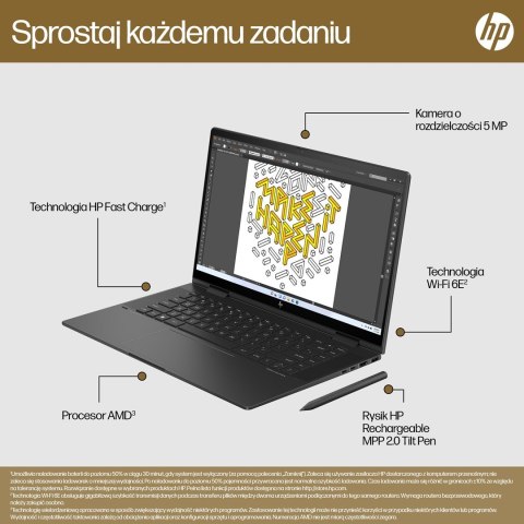 HP Envy 15-FH0023D Ryzen 7 7730U 15.6"FHD Touch 16GB SSD512 BT BLKB x360 Win11 Nightfall Black (REPACK) 2Y