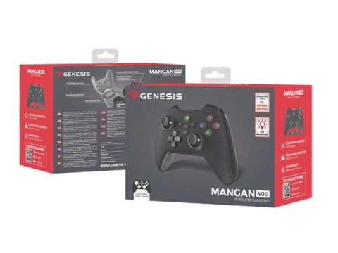 NATEC GAMEPAD GENESIS GAMEPAD MANGAN 400 (PC/SWITCH/MOBILE; BEZPRZEWODOWY, CZARNY) NJG-2100