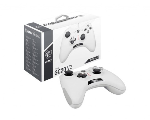 MSI Force GC20 V2 Biały USB 2.0 Gamepad Analogowa/Cyfrowa Android, PC