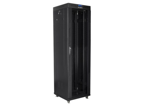 LANBERG SZAFA STOJĄCA RACK 19" 42U 600X600 DRZWI SZKLANE LCD CZARNA FF01-6642-12BL (FLAT PACK)