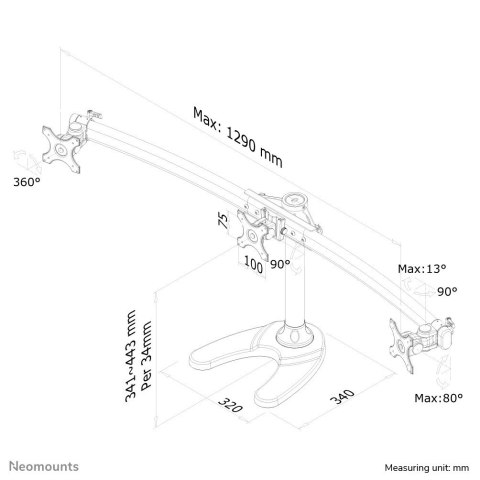 Neomounts FPMA-D700DD3 uchwyt / stojak do monitorów 68,6 cm (27") Czarny Biurko