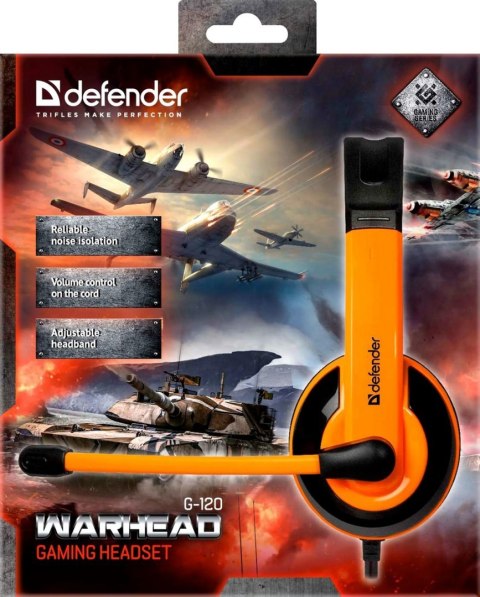 SŁUCHAWKI DEFENDER Z MIKR WARHEAD G-120 ORANGE + GRA!!!