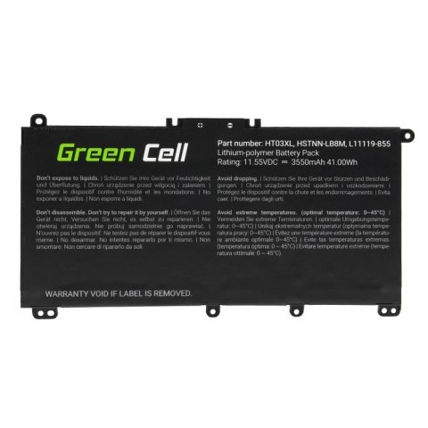 GREEN CELL BATERIA HP163 HT03XL DO HP 240 G7 245 G7 250 G7 255 G7, HP 14 15 17, HP PAVILION 14 15 3400MAH 11.55V