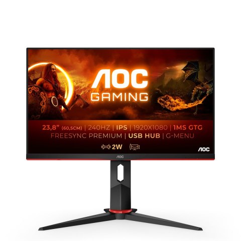 AOC G2 24G2ZU/BK LED display 60,5 cm (23.8") 1920 x 1080 px Full HD Czarny, Czerwony