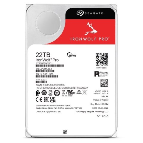 Dysk twardy HDD Seagate IronWolf Pro 22TB 3,5" SATA ST22000NT001