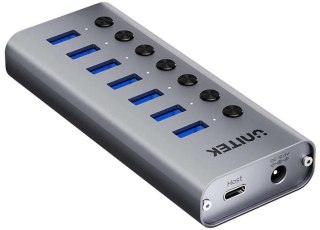 Unitek Hub USB A 3.0 7w1, 5Gbps z przełącznikami portów