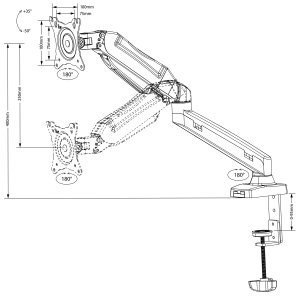 Uchwyt biurkowy do monitora Maclean MC-860 (biurkowy; 13" - 27"; max. 8kg)