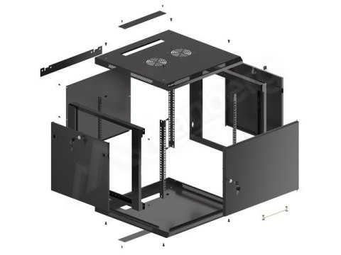 LANBERG SZAFA WISZĄCA RACK 19" 9U 600X600 DRZWI METALOWE CZARNA (FLAT PACK) WF01-6609-00B