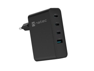 Ładowarka sieciowa, Ładowarka do laptopów Natec Ribera Gan 3x USB-C + 1x USB-A 100W Czarna