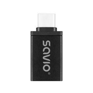 Adapter USB-A 3.1 (F)-USB-C 3.1 (M), SAVIO AK-80, Czarny