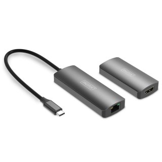 Przedłużacz/Extender DIGITUS USB-C - HDMI 30m po skrętce Cat.6 4K120Hz HDCP 2.3 (zestaw)