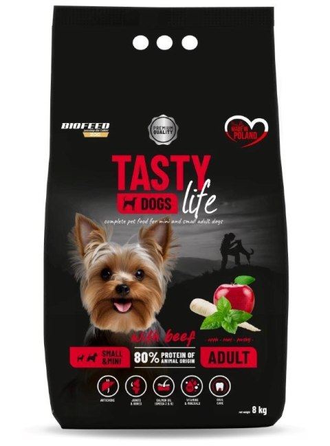 BIOFEED TASTY DOGS LIFE ADULT SMALL WITH BEEF 8KG