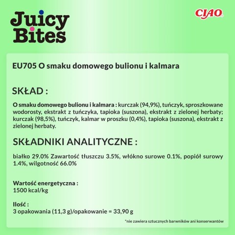 Przysmak Inaba JUICY BITES Rosół z kalmarami dla kota 3x11,3g