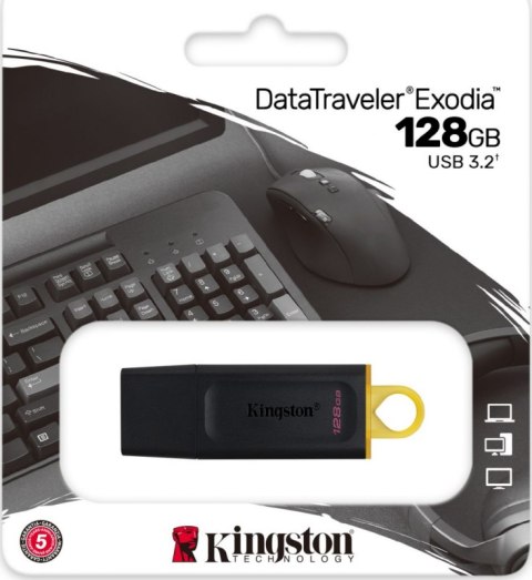 Pendrive (Pamięć USB) KINGSTON (128 GB /Czarno-żółty )